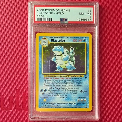 Blastoise Base Set 2 2000 Holo Rare PSA 8 Pokémon TCG Card 2/130 Age Level 6+