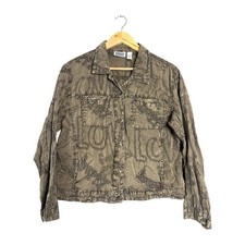 Vtg Chicos Design Jacket Women L Brown Embroidered Button Up Western Boho Artsy