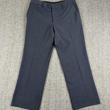 Versace Collection Pants Mens 33x28 Blue Wool Blend Flat Front Dress Trousers