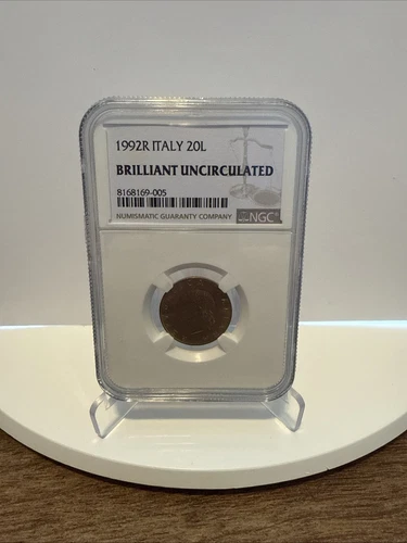 1992 R Italy 20L BRILLIANT UNCIRCULATED Coin NGC Graded Italian 20 Lire