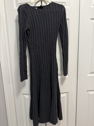 Quince Women's Mongolian Cashmere Wide-Rib Midi Heather Charcoal Small - Picture 5 of 11