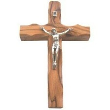 Crucifijo Cruz Madera Olivo de Belén con Certificado y Tarjeta de Oración Señor