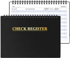 Checkbook Register, Check Registers for Personal Medium(8.4 x 6.1 ), Black 