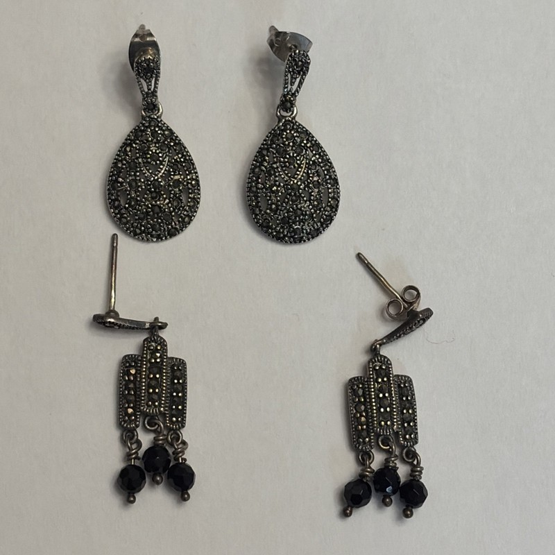 Two Pairs Of Marcasite Earrings 