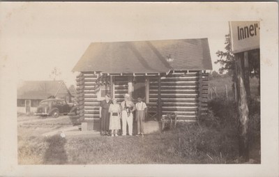Log Cabin Hut-Land Lodges Alexandria Virginia VINTAGE PHOTO ORIGINAL Motel