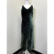 VTG Lauren Ralph Lauren Green Silk Blend Velvet Paisley Burnout Maxi Dress 10