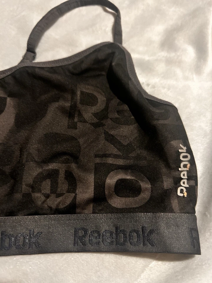 Sutiã esportivo Reebok dois tons cinza logotipo estampa racerback tamanho GG + PRESENTE GRÁTIS - Imagem 3 de 4