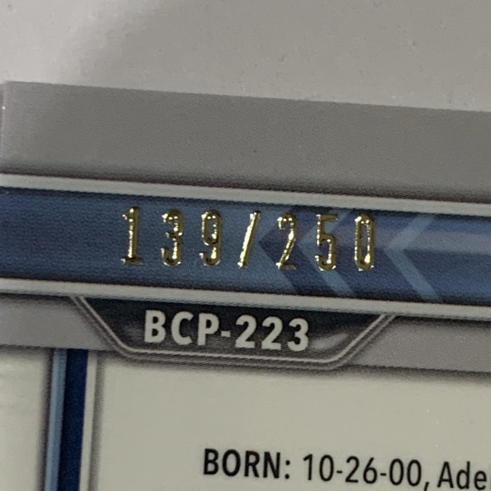 2022 Bowman Chrome Prospects Purple Refractor Rays #BCP-223 Curtis Mead /250 - Image 3 of 4