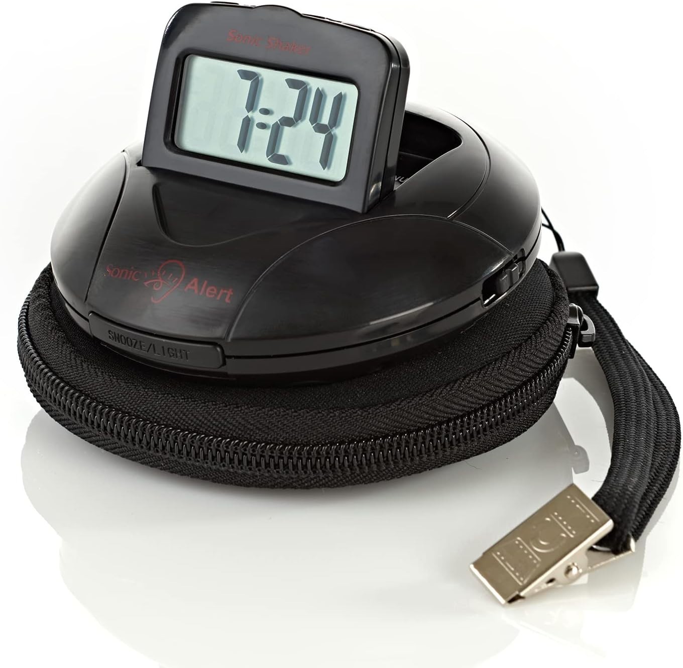 Sonic Alert Portable Loud Vibrating Alarm Clock, Black - SBP