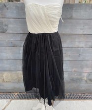 Black And Beige Strapless Stretchy Midi Evening Cocktail Party Dress BNWT UK 8