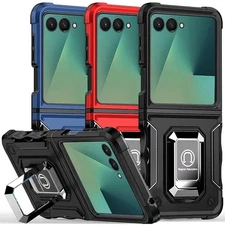 For Samsung Galaxy Z Flip 7 Phone Case Defender Metal Ring Magnetic Stand Cover