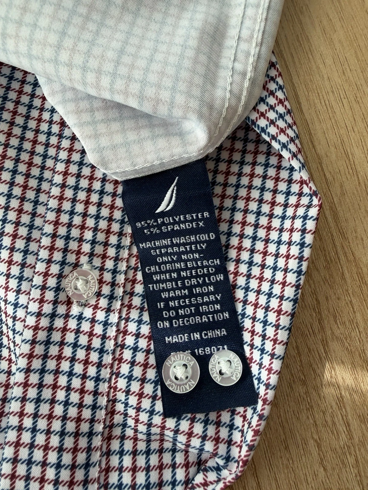 Nautica Men’s Small S Plaid Check Button Down Shirt Red Navy White NWT image 9