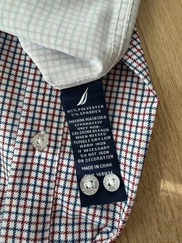 Nautica Men’s Small S Plaid Check Button Down Shirt Red Navy White NWT image 9