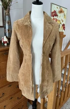 Vintage Wet Seal Suede Leather Jacket Size S - Light Brown Tan with fringe