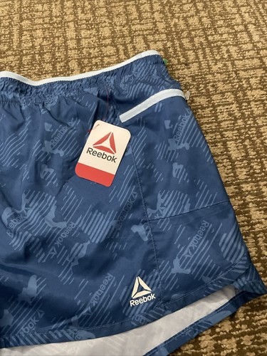 NWT Reebok Renew Shorts Women’s XXL Spell Out Logo Pull On Relaxed Ladies Blue - Picture 6 of 10
