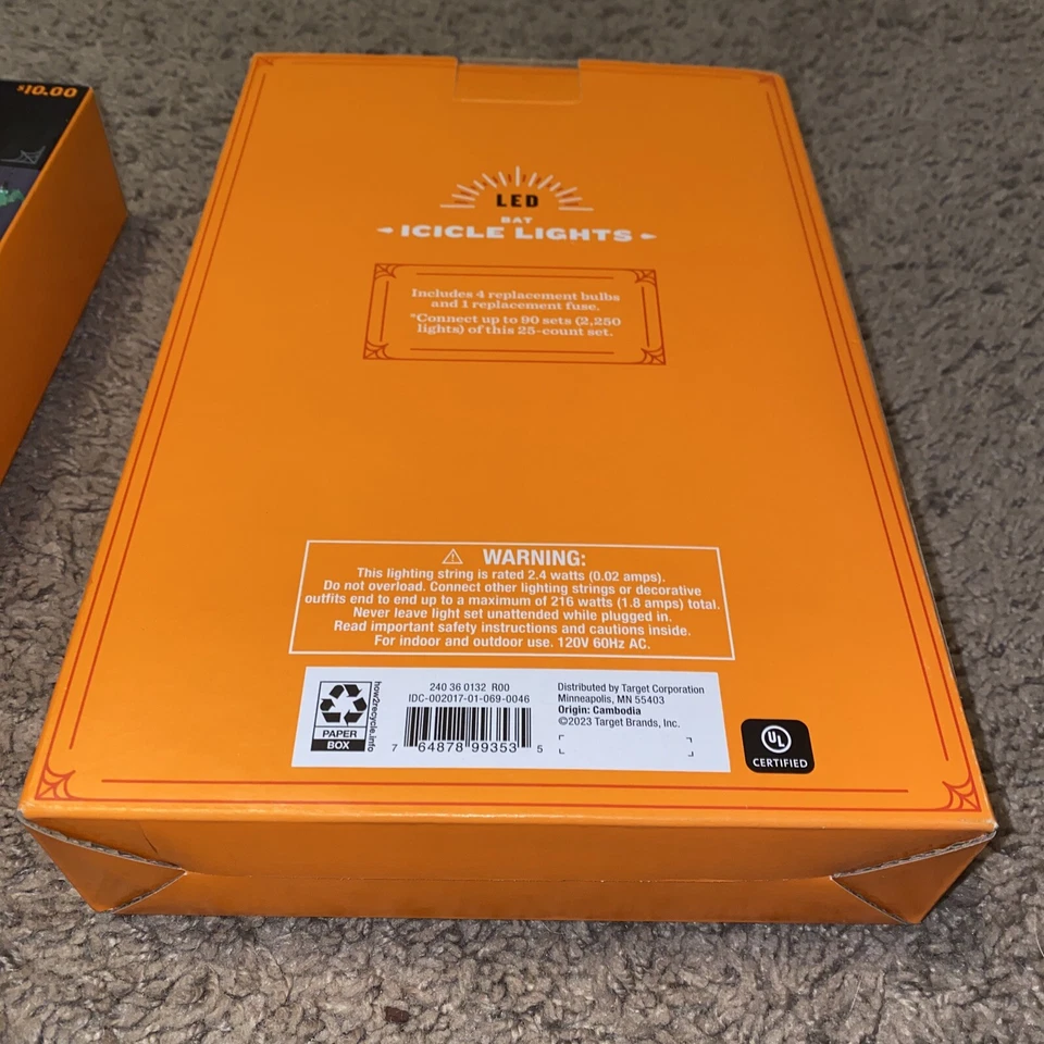 RARE Boutique LED Bat Halloween Icicle Green Lights Hyde & Eek! (2 Pack) NEW! - Image 4 of 4