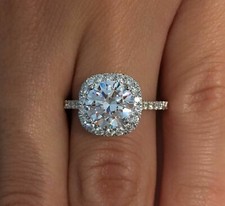 2.00Ct Round Cut Halo CZ Vintage Engagement Ring In 14k White Gold Finish