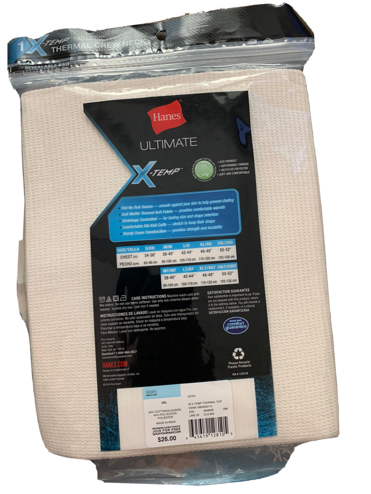 HANES MEN'S ULTIMATE THERMAL XTEMP TAGLESS THERMAL TOP 2XL NEW eBay