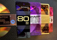 5x used mini discs TDK, Sharp, Maxell random selection with cases