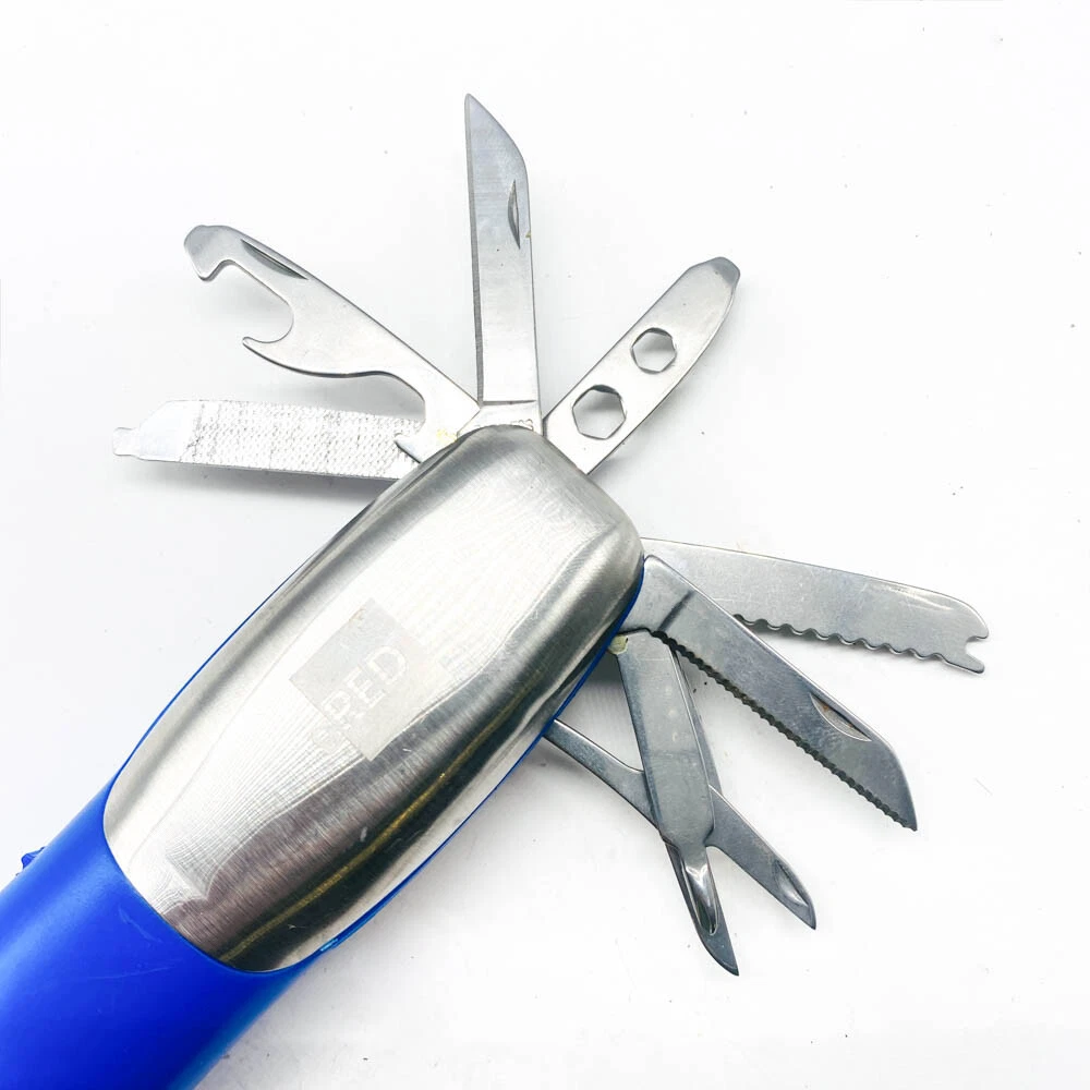Multi Tool Flashlight, File, Knife, Saw ,Opener, Scissors, Stainless, No Battery