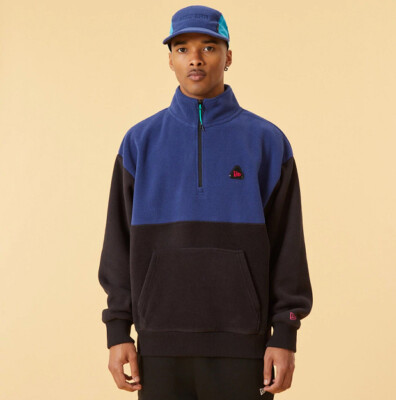 New Era Cap Men's Color Block Dark Blue Half Zip Pull Over