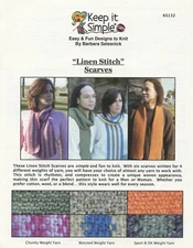 Keep It Simple Knitting Pattern #KS132 - Linen Stitch Scarves - in 4 wts of yarn