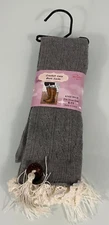New WinWin Women's Crochet Lace Boot Knee Socks Grey Button Size 6-11