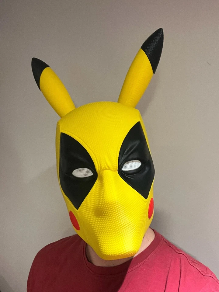 Pikachu Deadpool Mashup Mask with Magnetic - Fun cosplay - Image 2 of 4