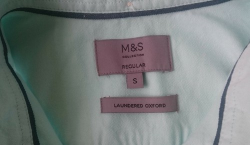 M & S Men's Mint Cotton Short Sleeve Casual Shirt - Size: Small / UK 36-38 BNWT - Picture 5 of 5