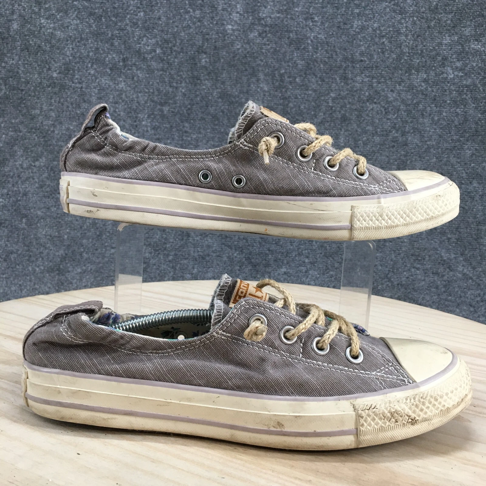 Scarpe Converse donna 9 5 All Star Cap Toe scarpe comode tessuto grigio stringate
