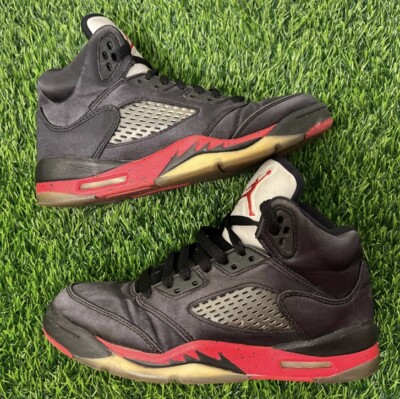 Nike Air Jordan 5 V Retro GS Satin Bred Black Red Size 6y 6