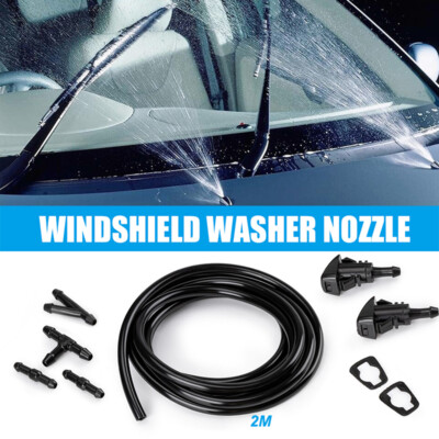 Car Windshield Wiper Washer Squirter Nozzle Spray Jet Kit Fluid Hose Universal