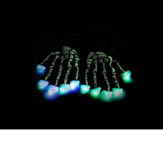 Guantes Esqueleto Iluminados LED para Fiesta Rave Cumpleaños Multicolor Foto 3 de 4
