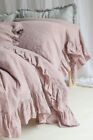 Dusty Pink Ruffle Duvet Cover Set Linen Bedding Cover Ruffled Donna Cover Set