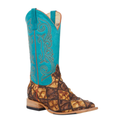 #ad Horse Power Men#x27;s Cigar Matte Bass Patchwork Turquoise Boots HP8052 $329.95