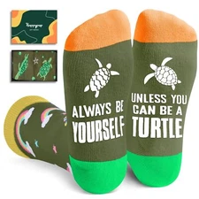 Turtle Socks - Funny Animal Gifts for Women Men & Teens