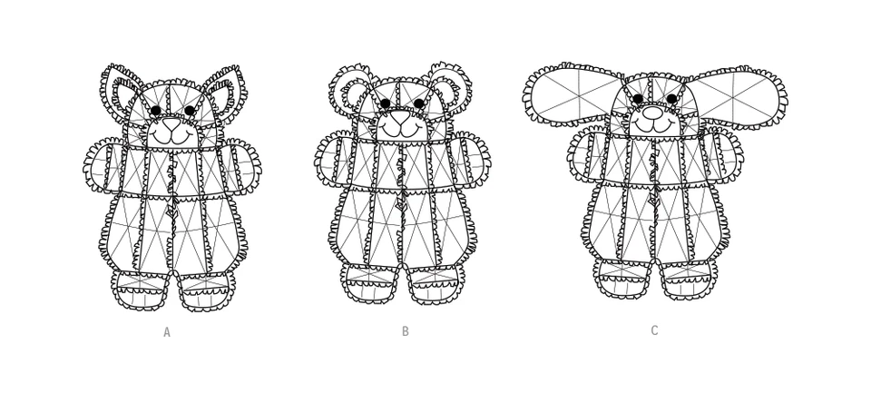 Simplicity 9674 Bear Dog Cat Rag Quilt Blanket Throw Rug Kids Craft 4993 Pattern - Image 2 of 3