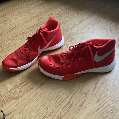 Nike Zoom Hyperquickness 3 Red White Shoes 749883 Men's SZ 16 Sneakers 