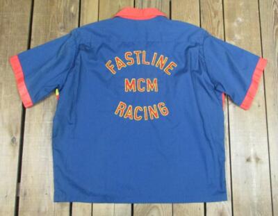 60s〜70s California Bowling Shirt Vintage 1960s Fastline MCM Racing Team California Bowling