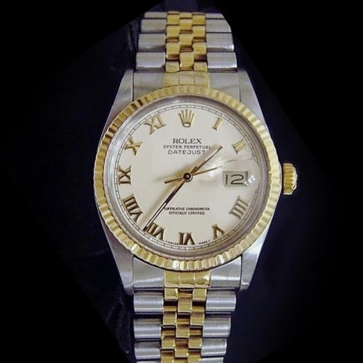 Rolex — Rolex 2Tone 18K Gold/Stainless Steel Datejust Ivory Roman w/Jubilee Band 16013