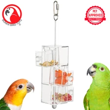 2234 Three Clear Foraging Box Feeder Parrot Bird Toy Seed feeders African grey