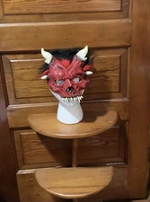New Halloween Half Mask Red Devil With Horns Mask Costume Accessory 