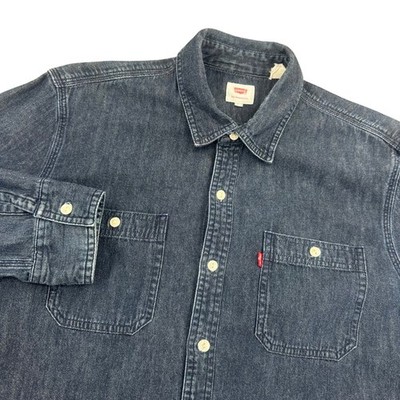 Levis Mens LargeDenim Button Down Shirt Dark Wash Long Sleeve 67582-0021