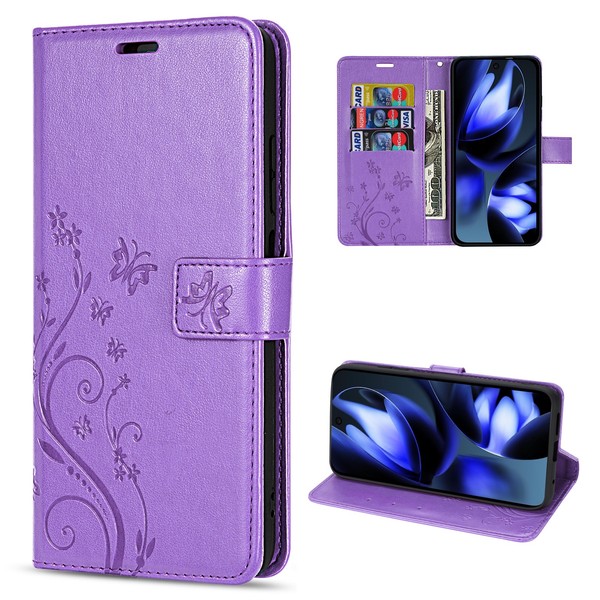 HüLle FüR Google Pixel 9A Tasche Wallet Case LederhüLle Klappbar HandyhüLle Lila-image