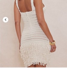 Cream crochet mini dress from fashion nova