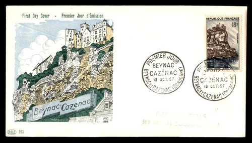 Mayfairstamps France FDC 1957 Buildings on Hill Beynac Cazenac First Day Cover a