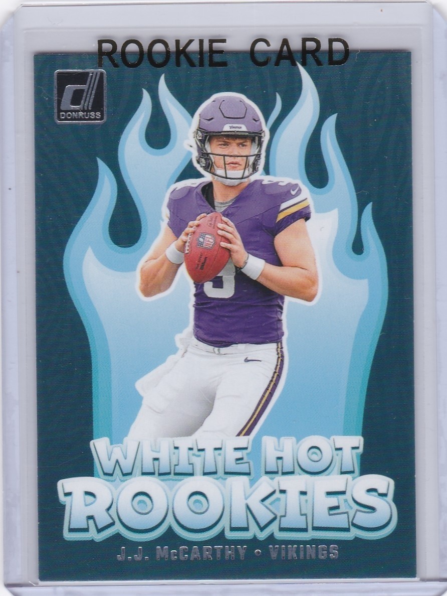 J.J. McCARTHY ROOKIE CARD 2024 Donruss Football JJ Vikings WHITE HOT ROOKIES RC