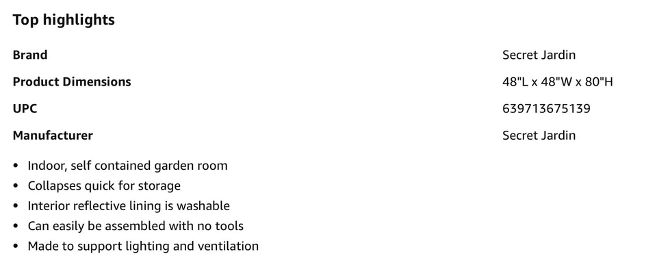 Secret Jardin DarkRoom Il Pro 120 - 48 x 48 x 80 Inches grow tent - Image 2 of 2
