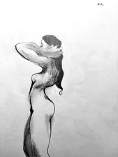 Pencil Drawing Figure Realism Academic Female On Paper 11”x14” Original Signed