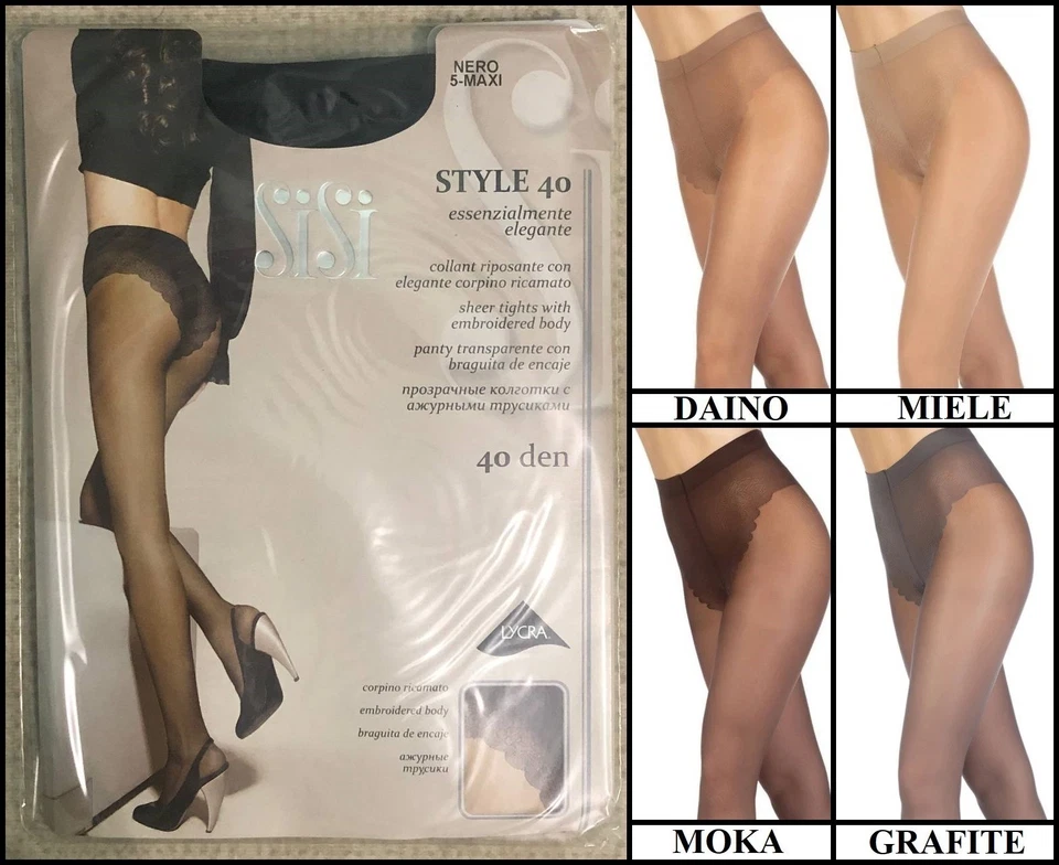 SiSi Style klassische seidige Spitze halbtransparente Strumpfhose mit... - Bild 1 von 4